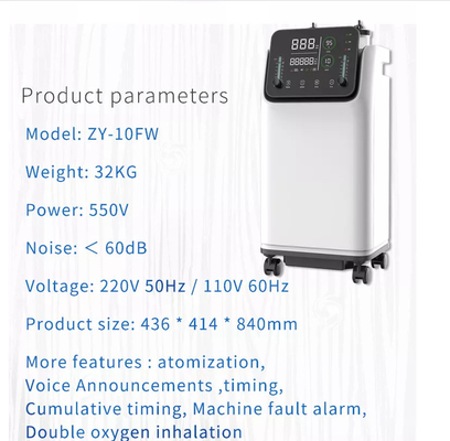 Generator Mesin Oksigen Nebulizer Portabel Penuh Cerdas 10 Liter